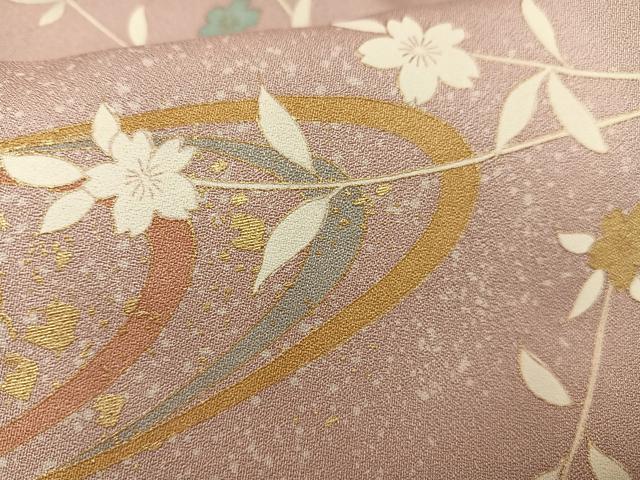 平和屋着物■上質な小紋 枝桜文 金彩 正絹 逸品 AABH0932oa