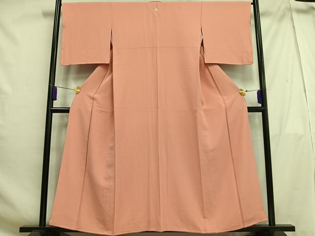 平和屋着物■上質な色無地 甚三紅色 正絹 逸品 AABH0937oa