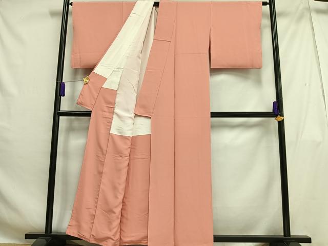 平和屋着物■上質な色無地 甚三紅色 正絹 逸品 AABH0937oa