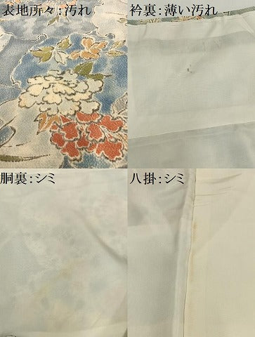平和屋着物■上質な小紋 雪輪草花文 鬼しぼ縮緬 正絹 逸品 AABH0938oa