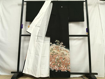 平和屋着物■豪華黒留袖 作家物 寿光織 人物松竹梅文 暈し染め 正絹 逸品 AABH0943oa