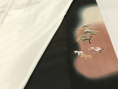 平和屋着物■豪華黒留袖 作家物 寿光織 人物松竹梅文 暈し染め 正絹 逸品 AABH0943oa