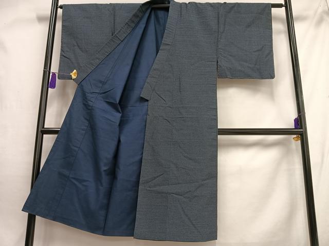 平和屋着物■男性 紬 アンサンブル 格子 正絹 逸品 AABH0945oa