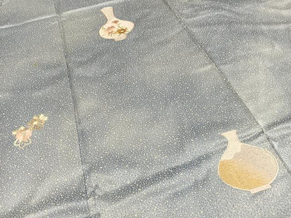 平和屋着物■色留訪問着　刺繍　花陶器文　暈し染め　正絹　逸品　AABH0960oa