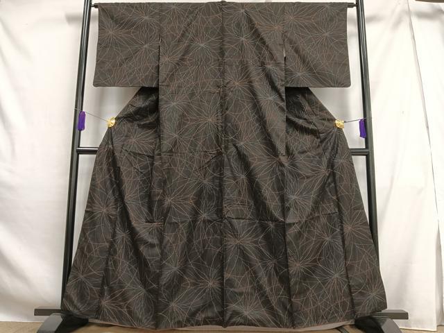 平和屋着物■本場大島紬　7マルキ　花　黒地　高島屋扱い　正絹　逸品　AABH0962oa