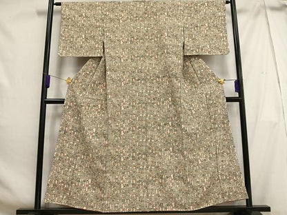 平和屋着物■上質な小紋 エ霞花文 鬼しぼ縮緬 正絹 逸品 未使用 AABH0965oa