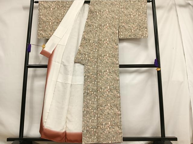 平和屋着物■上質な小紋 エ霞花文 鬼しぼ縮緬 正絹 逸品 未使用 AABH0965oa