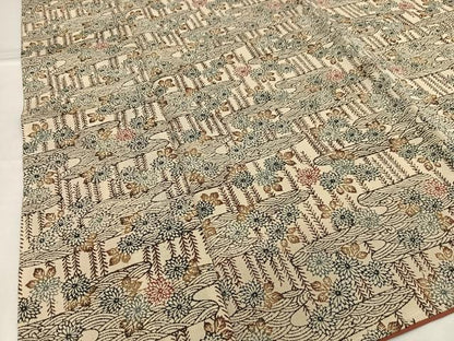 平和屋着物■上質な小紋 エ霞花文 鬼しぼ縮緬 正絹 逸品 未使用 AABH0965oa