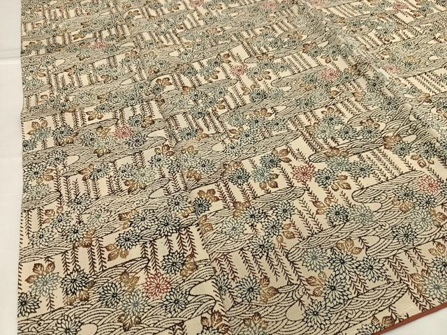 平和屋着物■上質な小紋 エ霞花文 鬼しぼ縮緬 正絹 逸品 未使用 AABH0965oa
