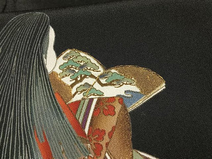 平和屋着物■豪華黒留袖 女人渡橋文 金糸 金彩 正絹 逸品 AABH0970oa