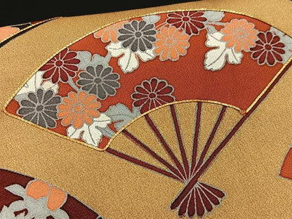 平和屋着物■豪華黒留袖 作家物 駒刺繍 地紙扇面花文 金彩 正絹 逸品 AABH0975oa