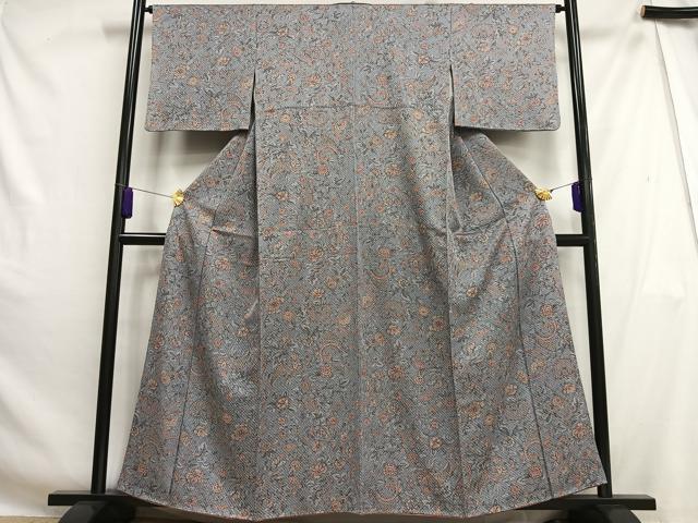 平和屋着物■上質な小紋　更紗花文　正絹　逸品　AABH0979oa