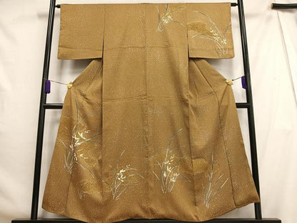 平和屋着物■訪問着 枝花文 たたき染め 金彩 正絹 逸品 AABH0981oa