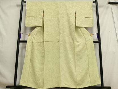 平和屋着物■上質な色無地 花地紋 女郎花色 正絹 逸品 AABH0984oa