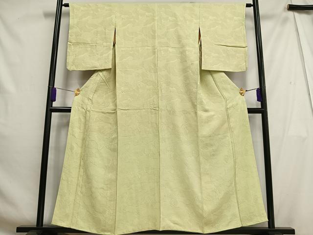 平和屋着物■上質な色無地 花地紋 女郎花色 正絹 逸品 AABH0984oa