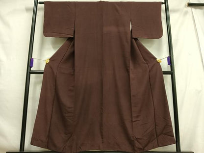 平和屋着物■上質な色無地 黒鳶色 正絹 逸品 AABH0989oa