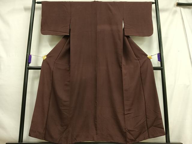 平和屋着物■上質な色無地 黒鳶色 正絹 逸品 AABH0989oa