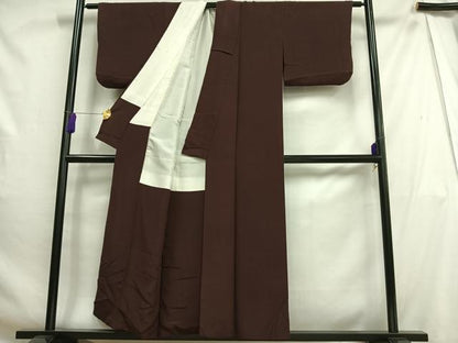平和屋着物■上質な色無地 黒鳶色 正絹 逸品 AABH0989oa