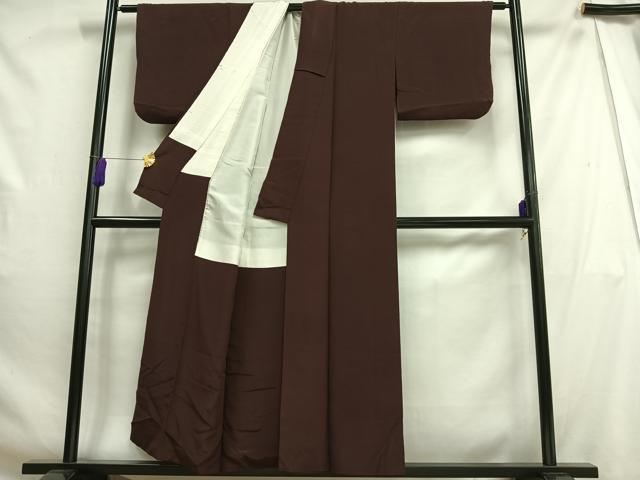 平和屋着物■上質な色無地 黒鳶色 正絹 逸品 AABH0989oa