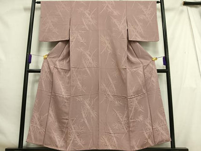 平和屋着物■上質な色無地 笹竹地紋 鴇浅葱色 正絹 逸品 AABH0991oa