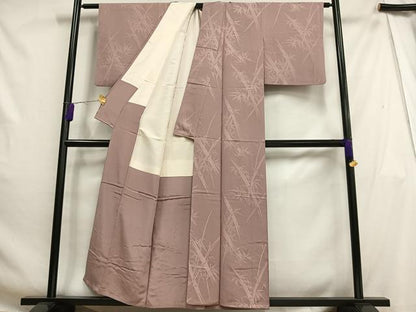 平和屋着物■上質な色無地 笹竹地紋 鴇浅葱色 正絹 逸品 AABH0991oa