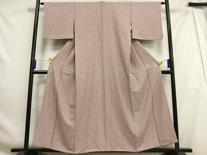 平和屋着物■上質な色無地　檜垣地紋　薄柿色　正絹　逸品　AABH0993oa
