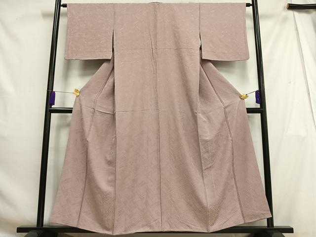 平和屋着物■上質な色無地　檜垣地紋　薄柿色　正絹　逸品　AABH0993oa