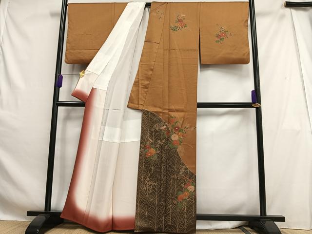 平和屋着物■訪問着 枝花文 金彩 正絹 逸品 AABH0994oa