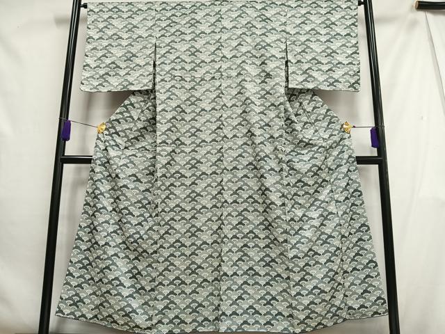 平和屋着物■小紋 梅青海波 洗える着物 未使用 AABH1000oa