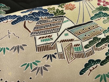 平和屋着物■豪華黒留袖　作家物　風景浜松文　正絹　逸品　AABH1002oa