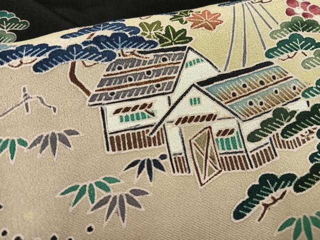平和屋着物■豪華黒留袖　作家物　風景浜松文　正絹　逸品　AABH1002oa