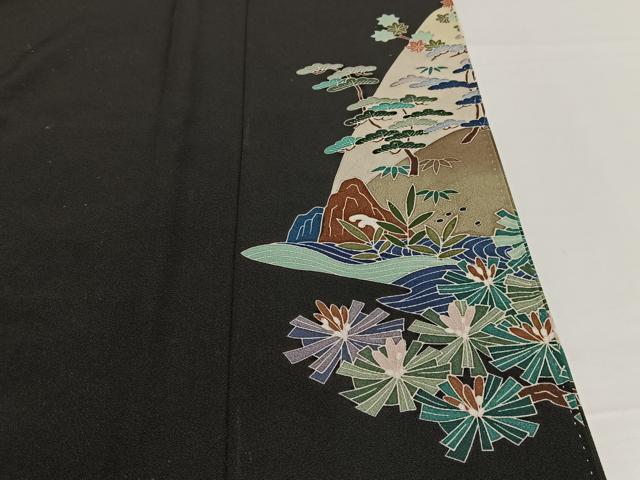 平和屋着物■豪華黒留袖　作家物　風景浜松文　正絹　逸品　AABH1002oa