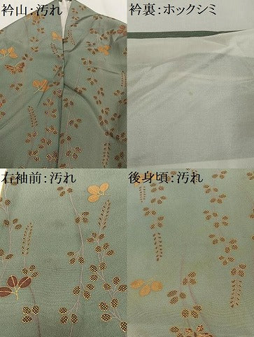 平和屋着物■訪問着 扇面花蝶文 暈し染め 金彩 胴抜き仕立て 正絹 逸品 AABH1005oa