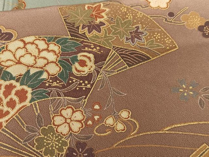 平和屋着物■訪問着 扇面花蝶文 暈し染め 金彩 胴抜き仕立て 正絹 逸品 AABH1005oa