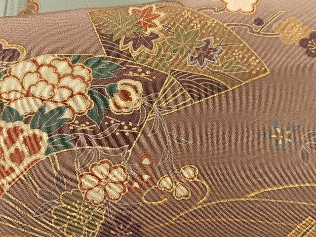 平和屋着物■訪問着 扇面花蝶文 暈し染め 金彩 胴抜き仕立て 正絹 逸品 AABH1005oa