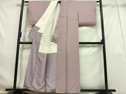 平和屋着物■上質な色無地　紋意匠　梅鼠色　正絹　逸品　AABH1048oa