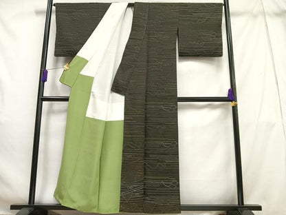 平和屋着物■上質な小紋　抽象文様　黒地　正絹　逸品　AABH1050oa