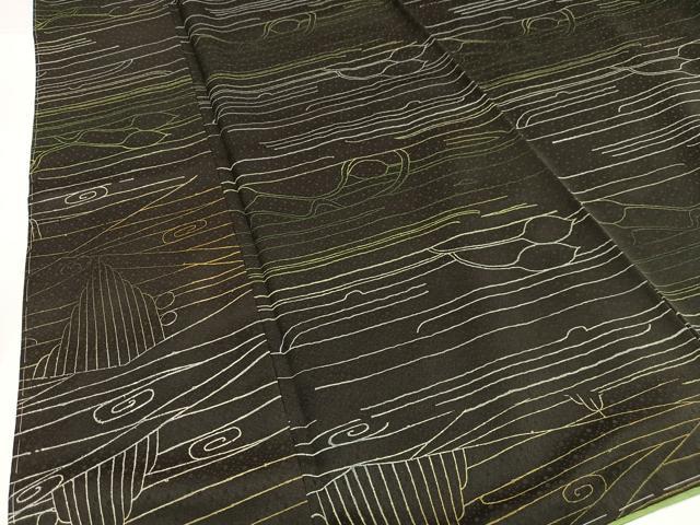 平和屋着物■上質な小紋　抽象文様　黒地　正絹　逸品　AABH1050oa