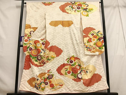 平和屋着物■豪華振袖 駒刺繍 雲取り花文 金彩 正絹 逸品 AABH1057oa