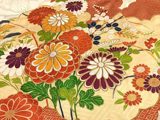 平和屋着物□豪華振袖 駒刺繍 雲取り花文 金彩 正絹 逸品 AABH1057oa