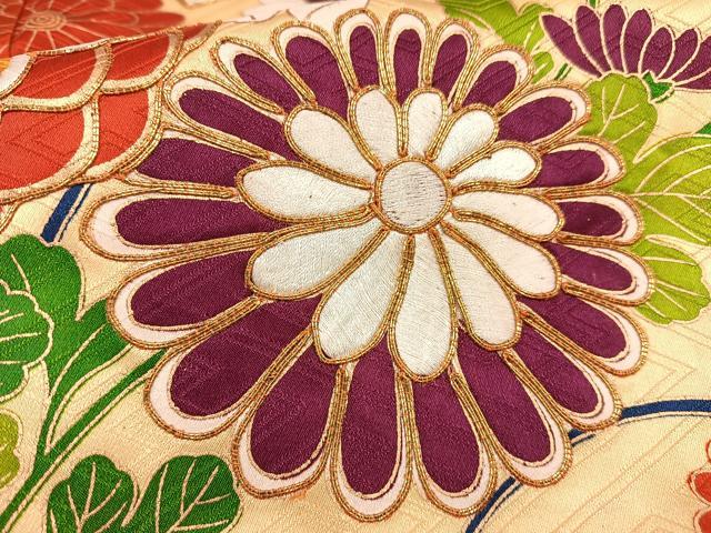 平和屋着物■豪華振袖 駒刺繍 雲取り花文 金彩 正絹 逸品 AABH1057oa