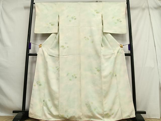 平和屋着物□上質な小紋 草花文 暈し染め 金糸 正絹 逸品 AABH1060oa