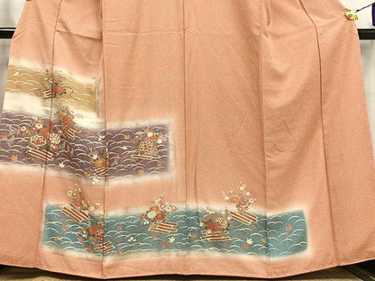 平和屋着物■訪問着　花筏文　暈し染め　金彩　正絹　逸品　未使用　AABH1065oa