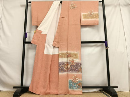 平和屋着物■訪問着　花筏文　暈し染め　金彩　正絹　逸品　未使用　AABH1065oa
