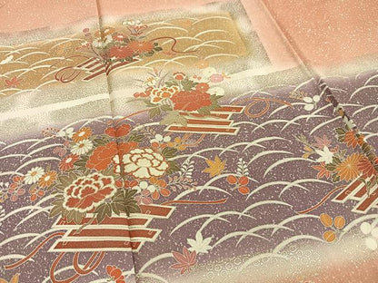 平和屋着物■訪問着　花筏文　暈し染め　金彩　正絹　逸品　未使用　AABH1065oa