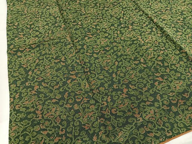 平和屋着物●上質な色無地　草色　鬼しぼ縮緬　正絹　逸品　CABE2091yc 平和屋着物▽上質な小紋 単衣 型染め 風景花文 鬼しぼ縮緬 やまと誂製