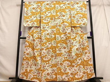 平和屋着物■上質な小紋　草花文　正絹　逸品　AABH1078oa
