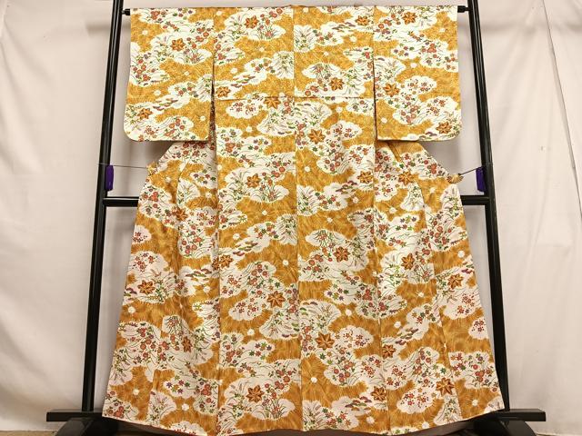 平和屋着物■上質な小紋　草花文　正絹　逸品　AABH1078oa