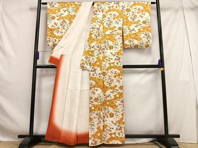 平和屋着物■上質な小紋　草花文　正絹　逸品　AABH1078oa