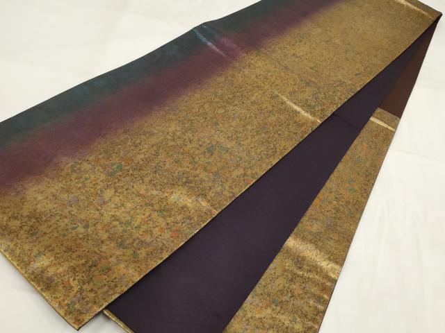 平和屋着物▼六通柄袋帯　霞文　引箔　正絹　逸品　AABH1104wj